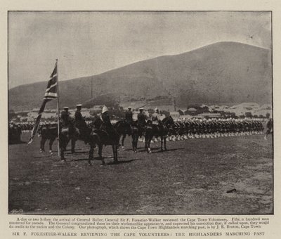 Sir F Forestier-Walker revisando os Voluntários do Cabo, os Highlanders marchando de English Photographer