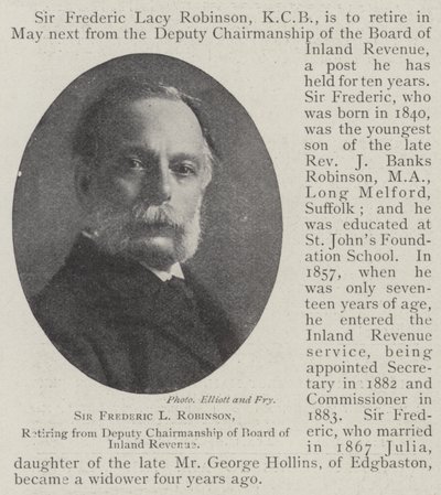 Sir Frederic L Robinson, aposentando-se da Vice-Presidência do Conselho da Receita Federal de English Photographer