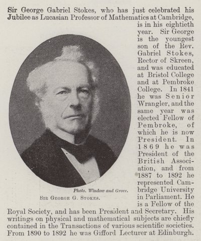 Sir George G Stokes de English Photographer
