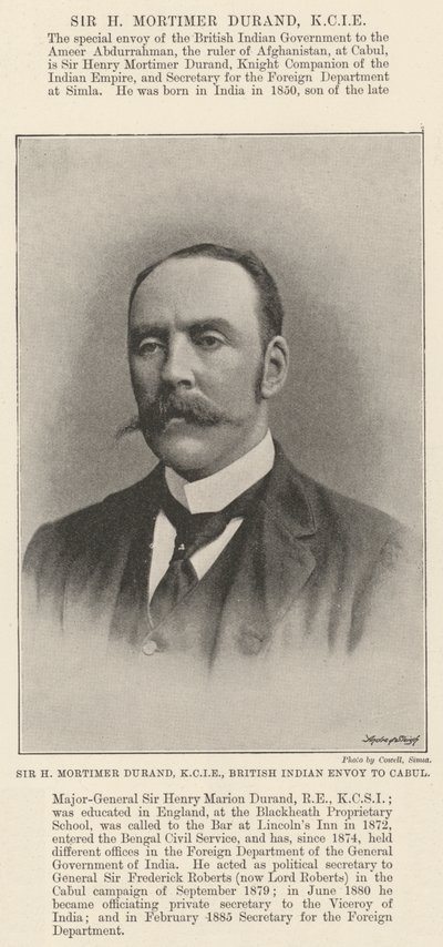 Senhor H Mortimer Durand, KCIE, enviado indiano britânico a Cabul de English Photographer