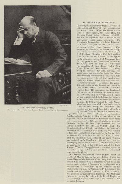 Sir Hercules Robinson, GCMG, Governador da Colônia do Cabo e Alto Comissário Imperial da África do Sul de English Photographer