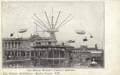 Sir Hiram Maxims dirigíveis cativos na Exposição Italiana, que aconteceu em 1904 no Earls Court em Londres de English Photographer