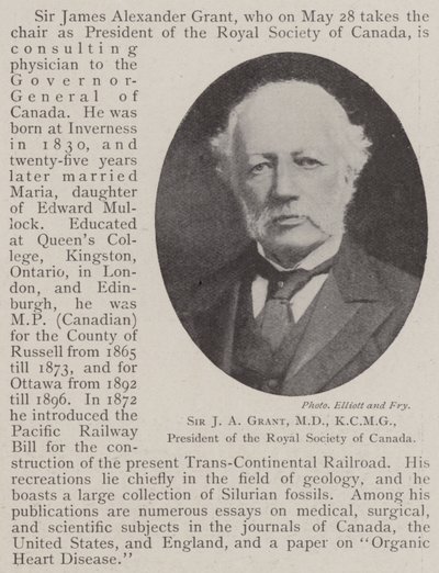 Sir JA Grant, MD, KCMG, presidente da Royal Society of Canada de English Photographer