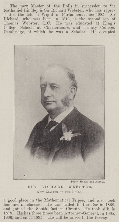 Sir Richard Webster, novo mestre dos Rolls de English Photographer