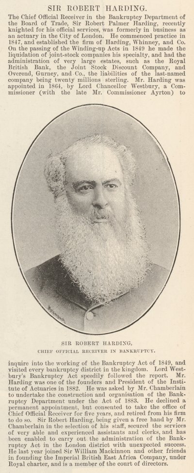 Sir Robert Harding, chefe do receptor oficial de falências de English Photographer