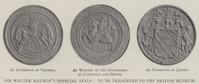Selos oficiais de Sir Walter Raleghs, para serem apresentados ao Museu Britânico de English Photographer