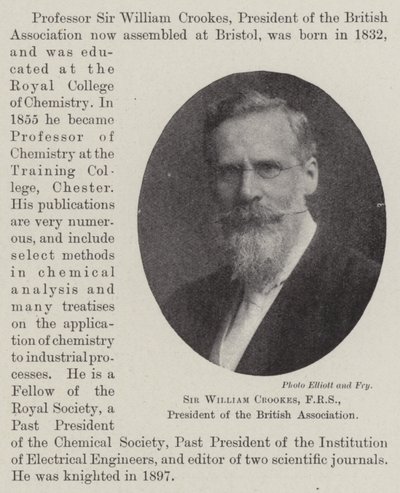 Sir William Crookes, FRS, Presidente da Associação Britânica de English Photographer