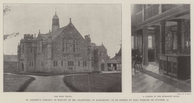 St Deiniols Library, em Memory of Mr Gladstone, em Hawarden, a ser aberta por Earl Spencer em 14 de outubro de English Photographer