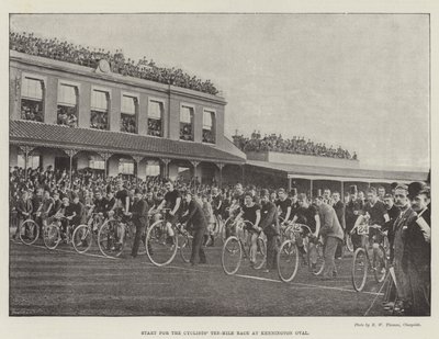 Comece para a corrida de dez milhas de ciclistas no Kennington Oval de English Photographer