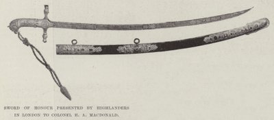 Espada de Honra apresentada pelos Highlanders em Londres ao coronel HA MacDonald de English Photographer