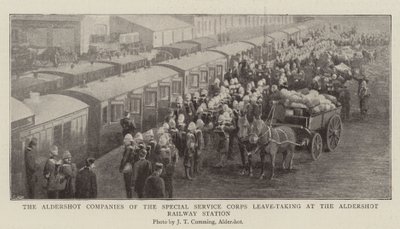 As empresas Aldershot do corpo de serviço especial que deixam a Estação Ferroviária de Aldershot de English Photographer