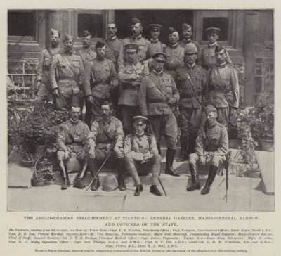 O desacordo anglo-russo em Tientsin, o general Gaselee, o major-general Barrow e os oficiais do Estado Maior de English Photographer