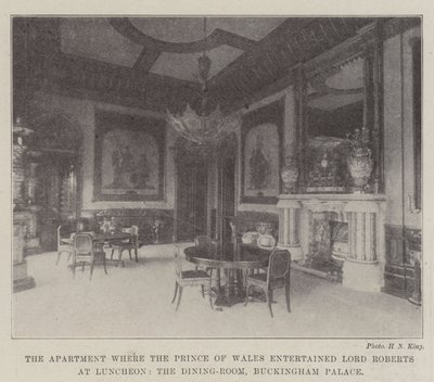 O Apartamento onde o Príncipe de Gales entreteve Lord Roberts no Luncheon, a Sala de Jantar, o Palácio de Buckingham de English Photographer