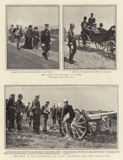 O exército manobra em Vitry, o czar nas manobras em Vitry, examinando a nova arma francesa de English Photographer
