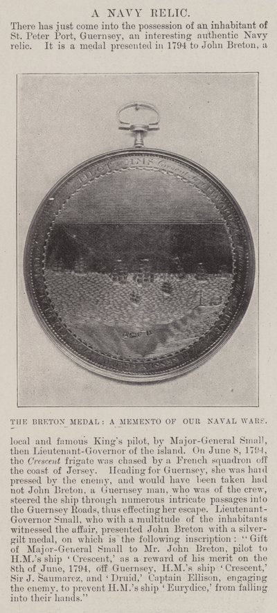 A medalha bretã, uma lembrança de nossas guerras navais de English Photographer