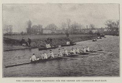 A tripulação de Cambridge praticando para a corrida de barcos de Oxford e Cambridge de English Photographer