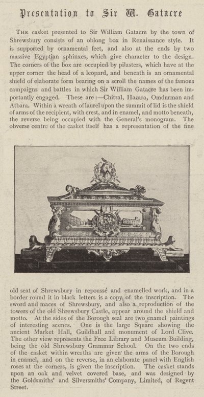 O caixão apresentado a Sir William Gatacre pela cidade de Shrewsbury de English Photographer