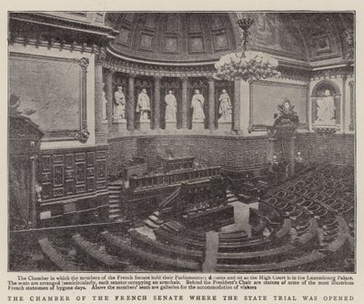 A Câmara do Senado Francês onde o Julgamento Estadual foi aberto de English Photographer