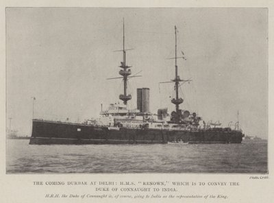 O Coming Durbar em Delhi, HMS Renown, que é o de levar o Duque de Connaught para a Índia de English Photographer
