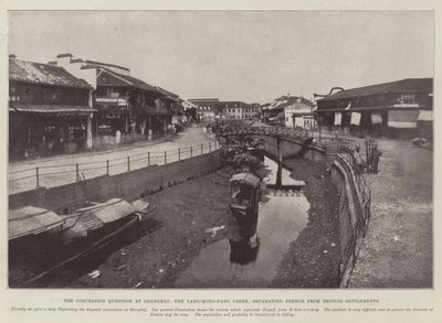 A Questão da Concessão em Xangai, o Yang-King-Pang Creek, separando os assentamentos franceses dos britânicos de English Photographer