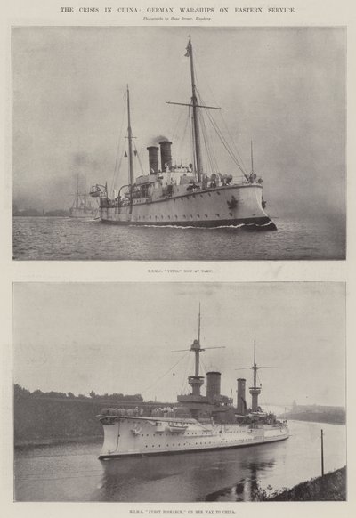 A crise na China, navios de guerra alemães no serviço oriental de English Photographer