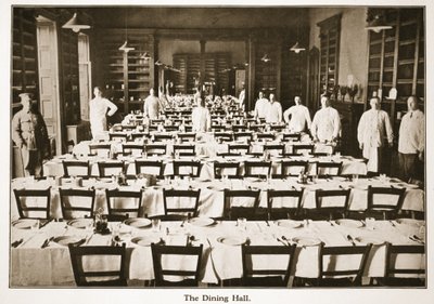 O salão de jantar, Donington Hall, ilustração de prisioneiros alemães na Grã-Bretanha (fotogravura) de English Photographer