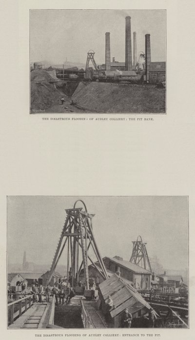 As inundações desastrosas de Audley Colliery de English Photographer