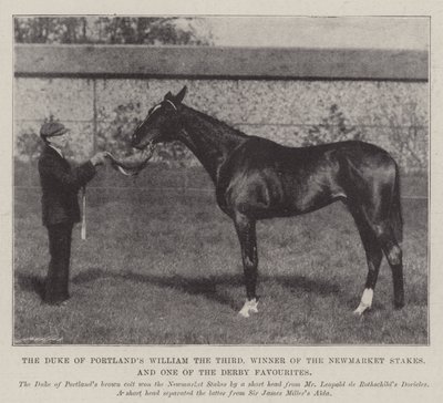 O duque de Portlands William o terceiro, vencedor do Newmarket Stakes, e um dos favoritos de Derby de English Photographer