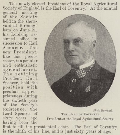 O conde de Coventry, presidente da Royal Agricultural Society de English Photographer