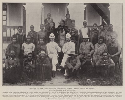 Os convidados da coroação da administração do leste americano, chefes nativos em Mombasa de English Photographer