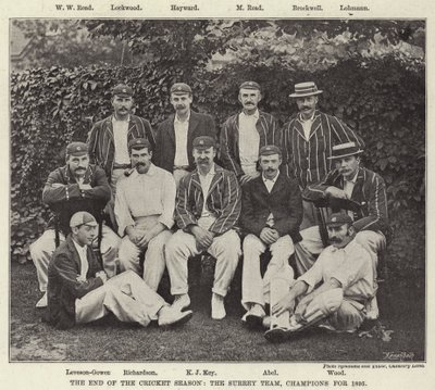 O fim da temporada de críquete, a equipe de Surrey, campeões de 1895 de English Photographer