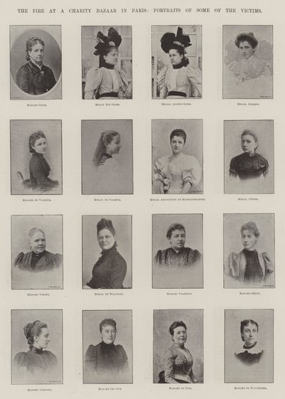 O fogo em um bazar de caridade em Paris, retratos de algumas das vítimas de English Photographer