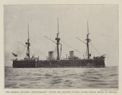 O alemão Cruiser Deutschland, com destino a águas chinesas sob o príncipe Henry da Prússia de English Photographer