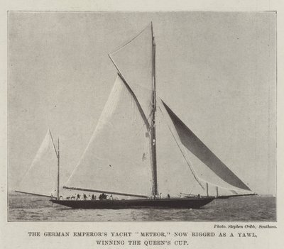 O imperador alemão Yacht Meteor, agora equipado como um Yawl, vencendo a Copa do Queens de English Photographer