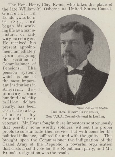 O Honorável Henry Clay Evans, Novo Cônsul Geral dos EUA em Londres de English Photographer