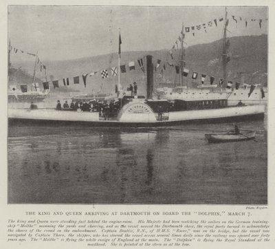 O rei e a rainha chegando a Dartmouth a bordo do golfinho, 7 de março de English Photographer