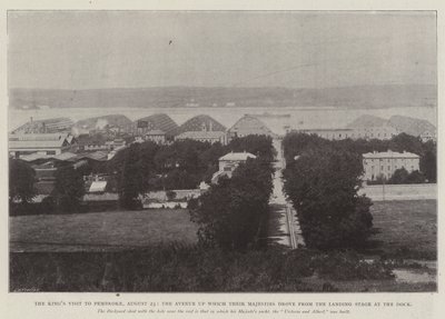 A visita dos reis a Pembroke, 23 de agosto, a avenida que suas majestades dirigiram do estágio de aterrissagem na doca de English Photographer