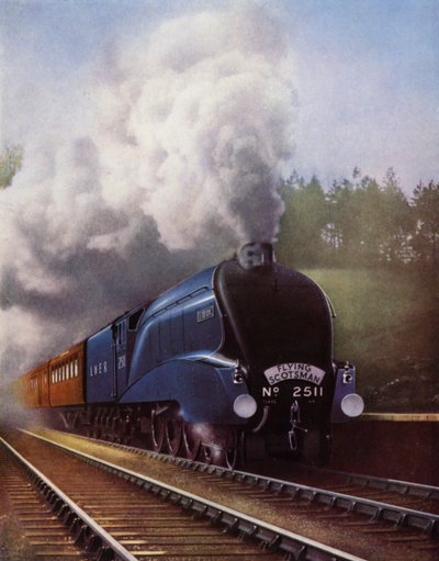 A locomotiva LNER "Silver King" transportando o Flying Scotsman (fotografia a cores) de English Photographer
