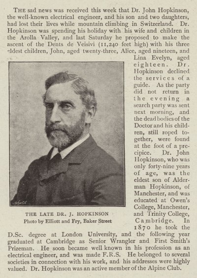 O falecido Dr. J Hopkinson de English Photographer