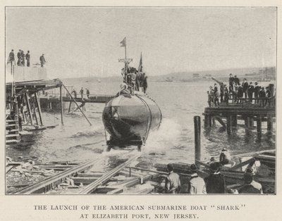 O lançamento do tubarão submarino americano em Elizabeth Port, Nova Jersey de English Photographer