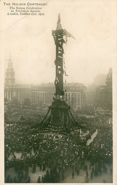 Celebração de Nelson em Trafalgar Square, Londres, 21 de outubro de 1905 de English Photographer