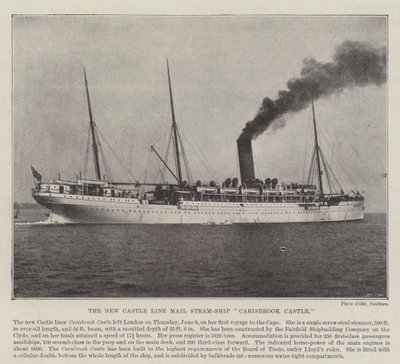O novo Castelo Linha Correio Steam-Ship Carisbrook Castle de English Photographer