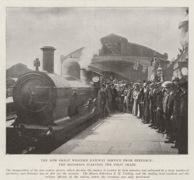 O New Great Western Railway Service de Penzance, a prefeita iniciando o primeiro trem de English Photographer