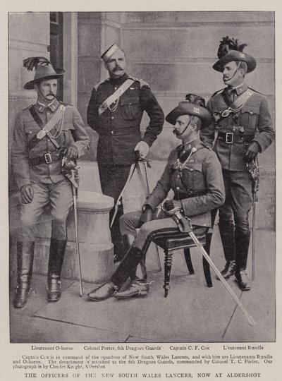 Os oficiais dos lanceiros de New South Wales, agora em Aldershot de English Photographer