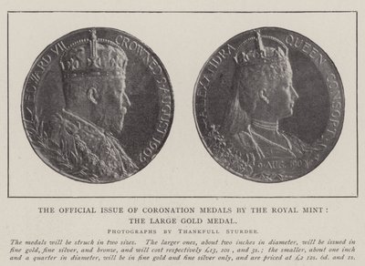 A emissão oficial de medalhas de coroação pela Casa da Moeda Real, a Grande Medalha de Ouro de English Photographer