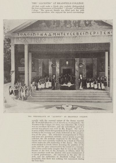 O desempenho de Alcestis no Bradfield College de English Photographer