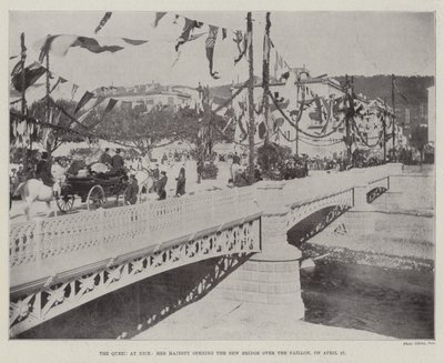 A rainha em Nice, Sua Majestade, abrindo a nova ponte sobre o Paillon, em 27 de abril de English Photographer