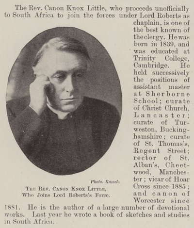 O reverendo Canon Knox Little, que se junta a Lord Robertss Force de English Photographer