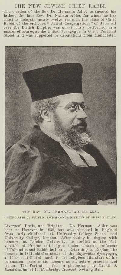 O Reverendo Dr. Hermann Adler, MA, Rabino Chefe das Congregações Judaicas Unidas da Grã-Bretanha de English Photographer