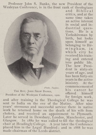 O Reverendo John Shaw Banks, Presidente da Conferência Wesleyana, 1902 de English Photographer